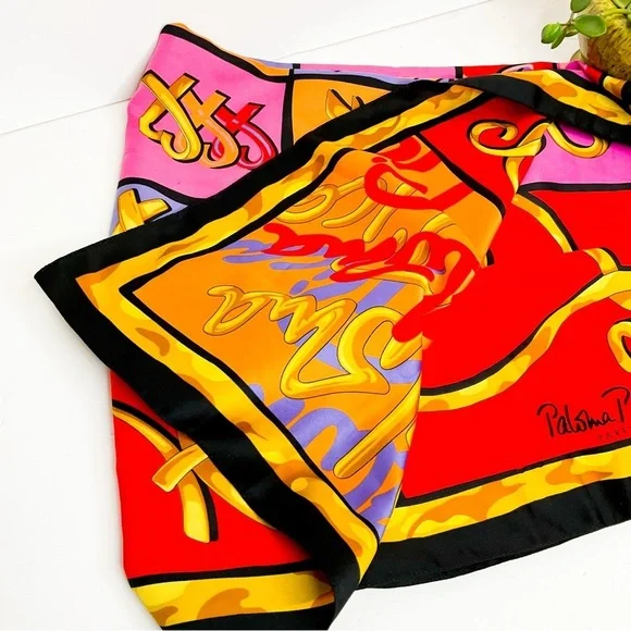 Paloma Picasso Colorful Silk Astrological Sun Sign Zodiac Scarf - Picture 3 of 9
